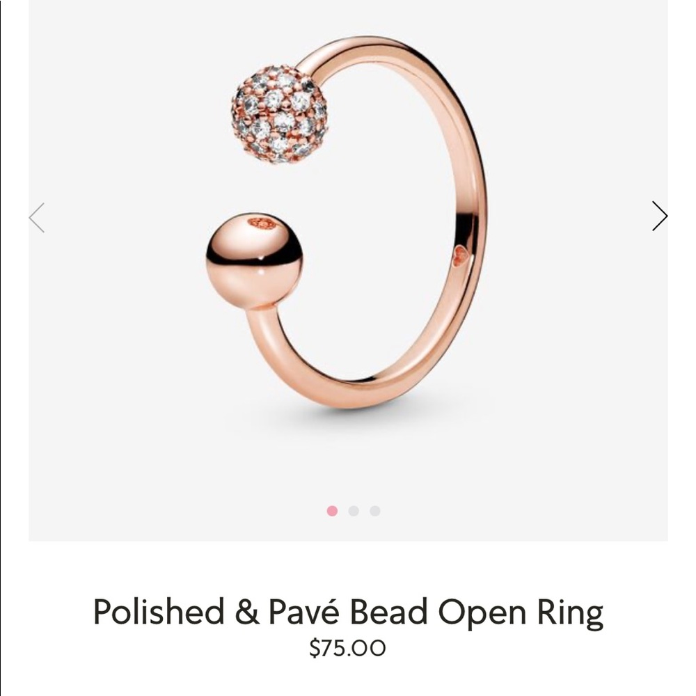Pandora Polished & Pavé Bead open rose gold ring